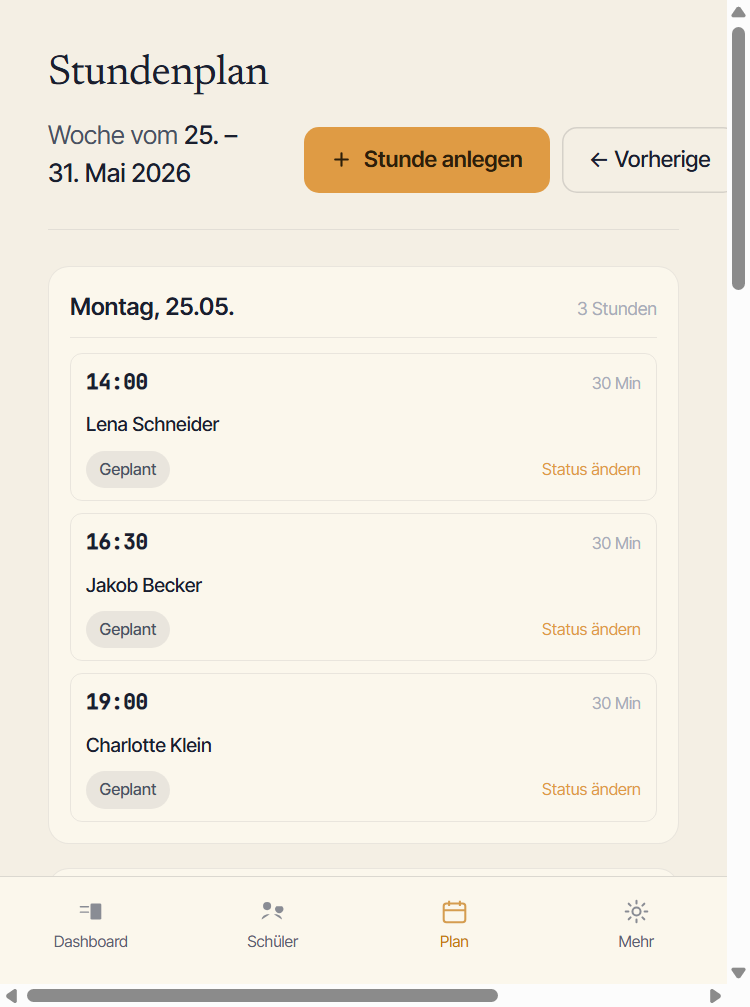 Stundenplan auf dem Smartphone